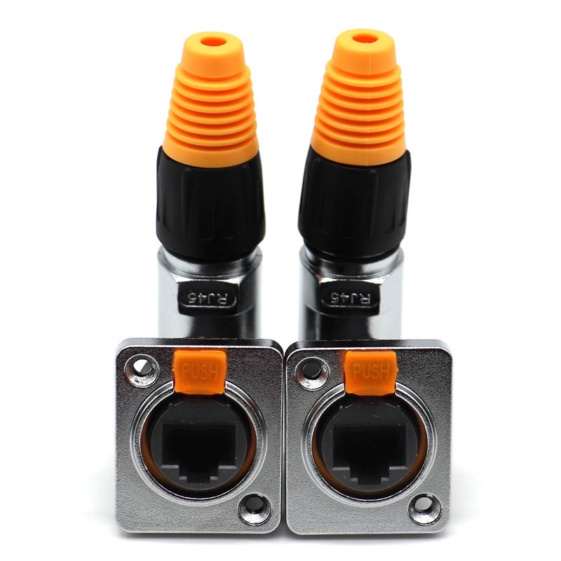 LOCHSOEL RJ45 Interface Waterproof sockets Connector,Right Angle Panel Mounting Shielded IP65 Waterproof PCB Signal Panel Cat5/5e/6 8P8C Ethernet LAN Cable Connector(2 Set/4 Pack) - Image 3